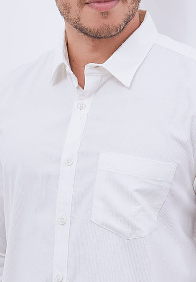 MANZONE - Kemeja Corduroy Lengan Panjang Pria Havied 04 Modern Fit - White
