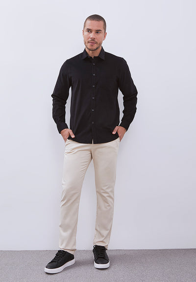 MANZONE - Kemeja Corduroy Lengan Panjang Pria Havied 05 Modern Fit - Black