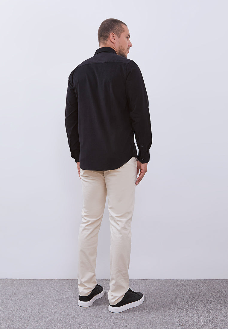 MANZONE - Kemeja Corduroy Lengan Panjang Pria Havied 05 Modern Fit - Black
