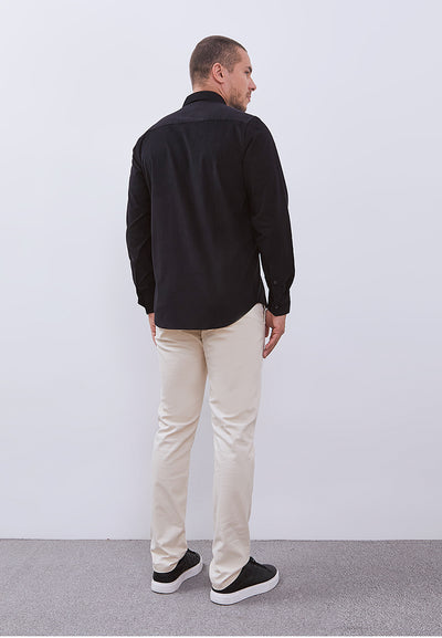 MANZONE - Kemeja Corduroy Lengan Panjang Pria Havied 05 Modern Fit - Black