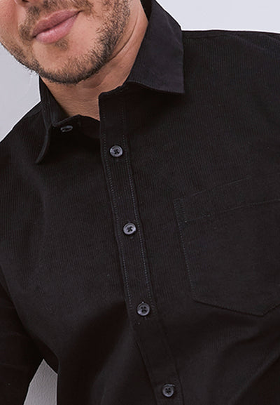 MANZONE - Kemeja Corduroy Lengan Panjang Pria Havied 05 Modern Fit - Black