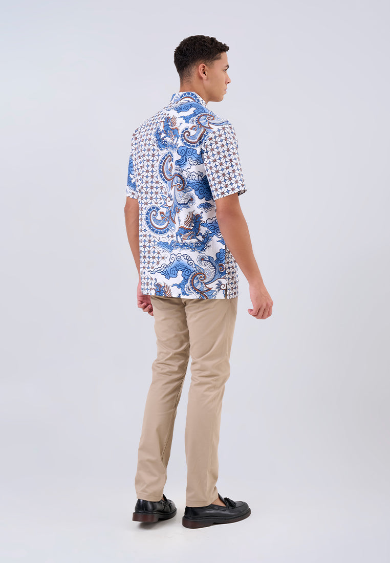 MANZONE - Kemeja Batik Lengan Panjang Pria Jayadevata Comfort Fit - Blue