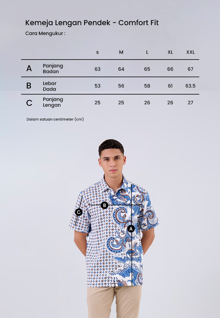 MANZONE - Kemeja Batik Lengan Panjang Pria Jayadevata Comfort Fit - Blue