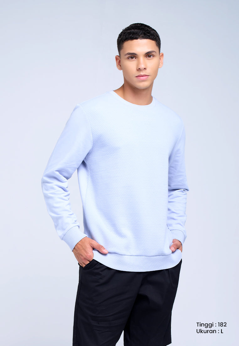 MANZONE - Sweatshirt Dobby Lengan Panjang Pria Jefro 02 - Light Blue