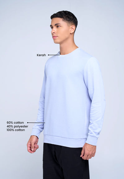 MANZONE - Sweatshirt Dobby Lengan Panjang Pria Jefro 02 - Light Blue