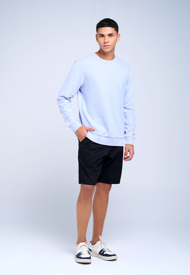 MANZONE - Sweatshirt Dobby Lengan Panjang Pria Jefro 02 - Light Blue