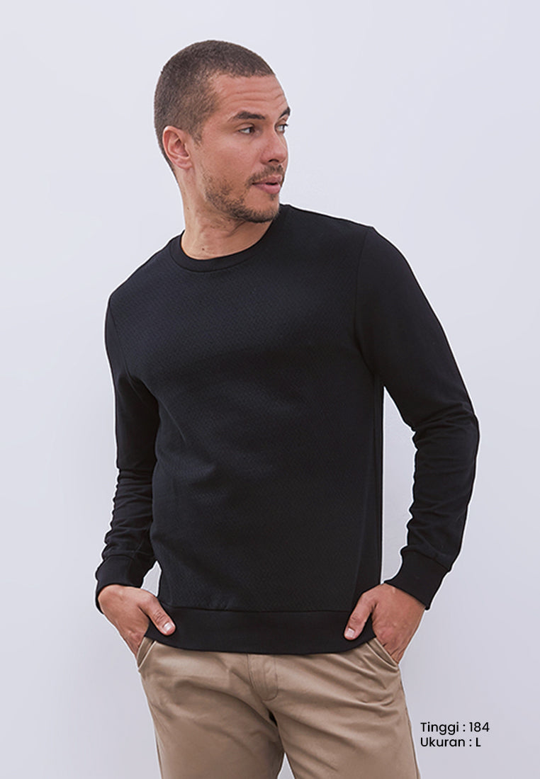 MANZONE - Sweatshirt Dobby Lengan Panjang Pria Jefro 05 - Black