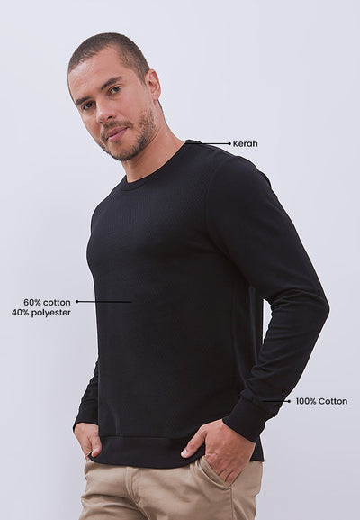 MANZONE - Sweatshirt Dobby Lengan Panjang Pria Jefro 05 - Black