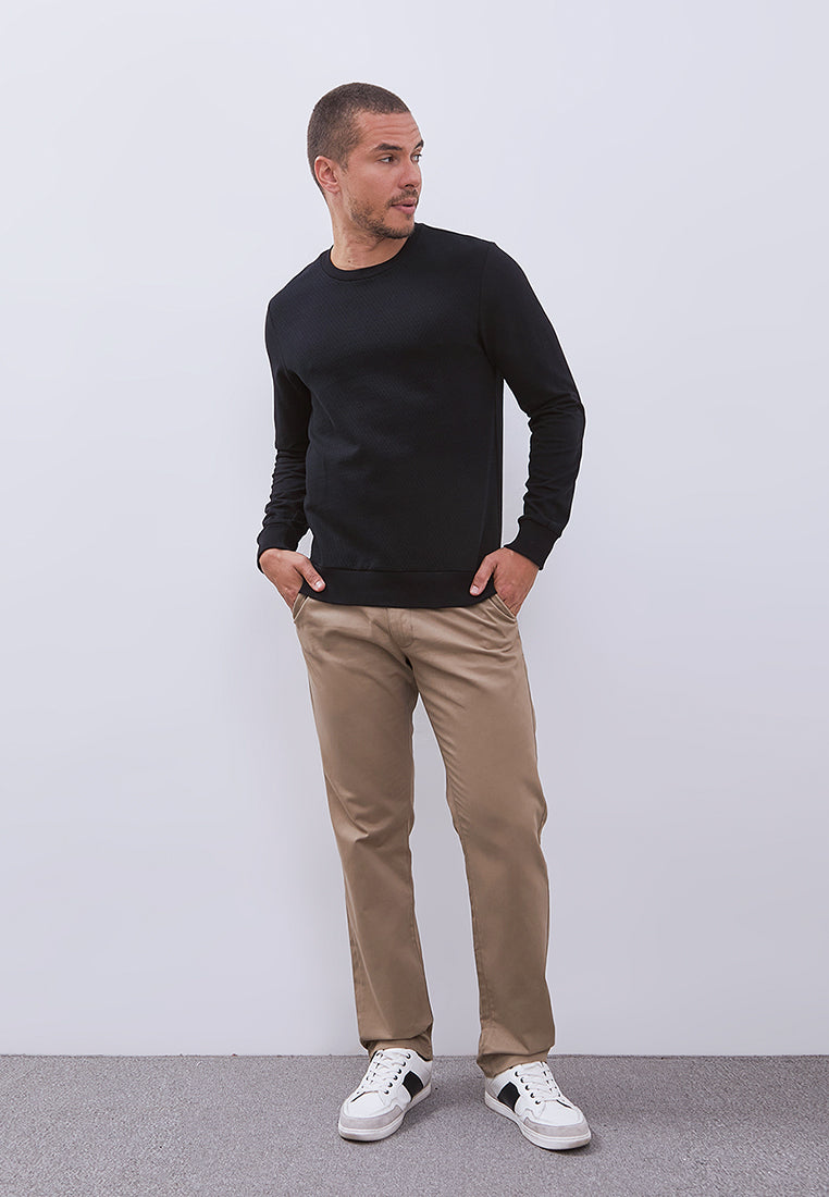 MANZONE - Sweatshirt Dobby Lengan Panjang Pria Jefro 05 - Black