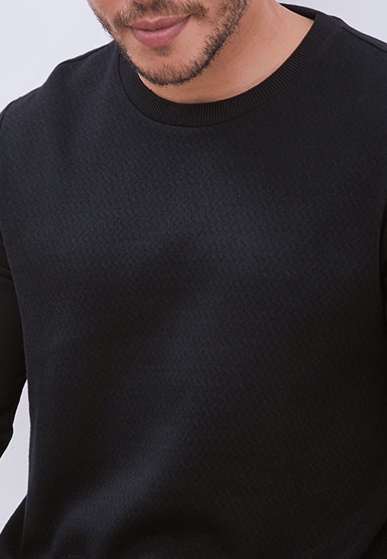 MANZONE - Sweatshirt Dobby Lengan Panjang Pria Jefro 05 - Black