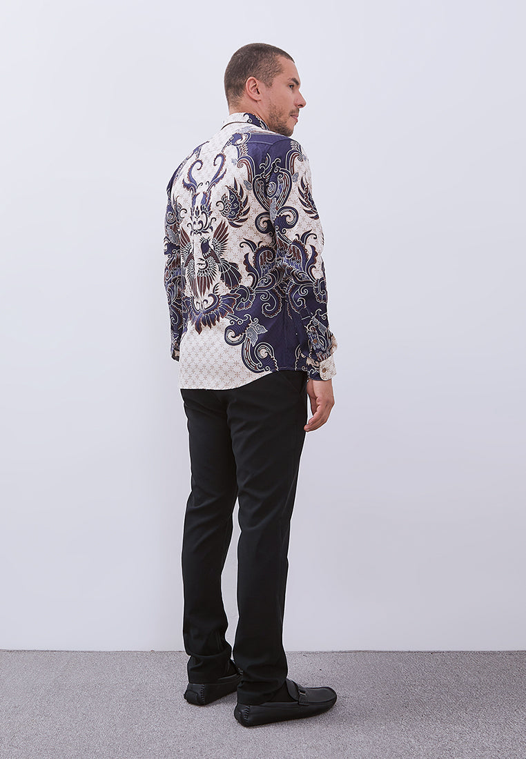 MANZONE - Kemeja Batik Lengan Panjang Pria Kalimasada Slim Fit - Brown