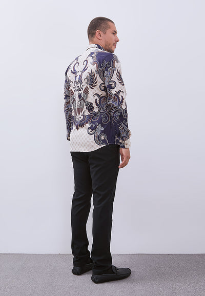 MANZONE - Kemeja Batik Lengan Panjang Pria Kalimasada Slim Fit - Brown