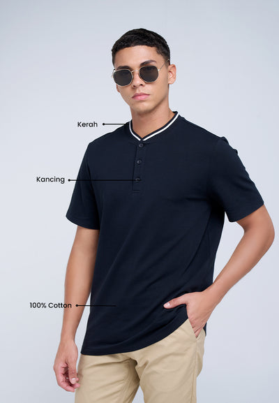 MANZONE - Polo Shirt Lengan Pendek Pria Maika 01 Slim Fit - Black