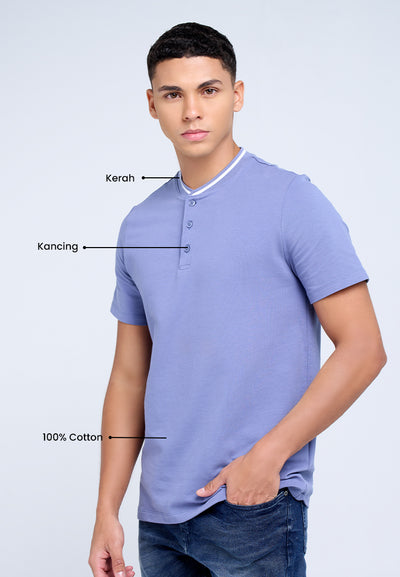 MANZONE - Polo Shirt Lengan Pendek Pria Maika 06 Slim Fit - Blue