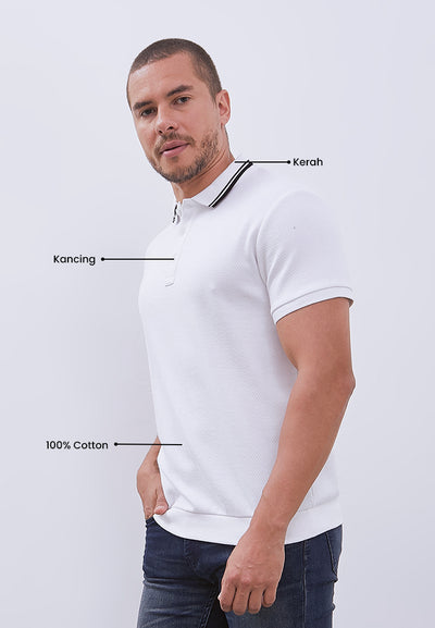 MANZONE - Polo Shirt Lengan Pendek Pria Nara 01 - White