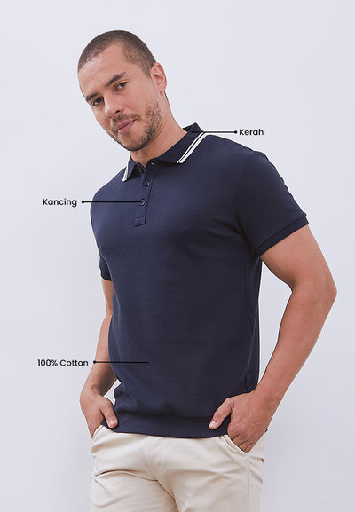 MANZONE - Polo Shirt Lengan Pendek Pria Nara 03 - Navy