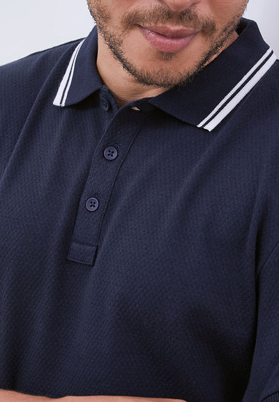 MANZONE - Polo Shirt Lengan Pendek Pria Nara 03 - Navy