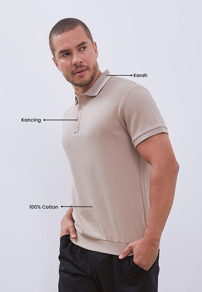 MANZONE - Polo Shirt Lengan Pendek Pria Nara 04 - Light Brown
