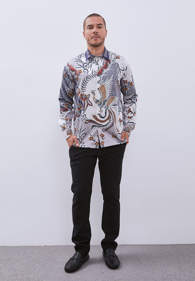 MANZONE - Kemeja Batik Lengan Panjang Pria Naraya Modern Fit - Blue