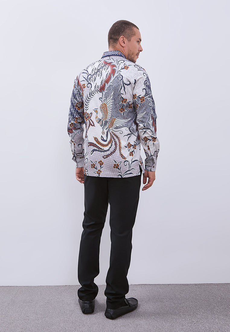 MANZONE - Kemeja Batik Lengan Panjang Pria Naraya Modern Fit - Blue