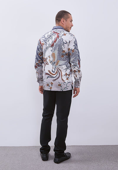 MANZONE - Kemeja Batik Lengan Panjang Pria Naraya Modern Fit - Blue