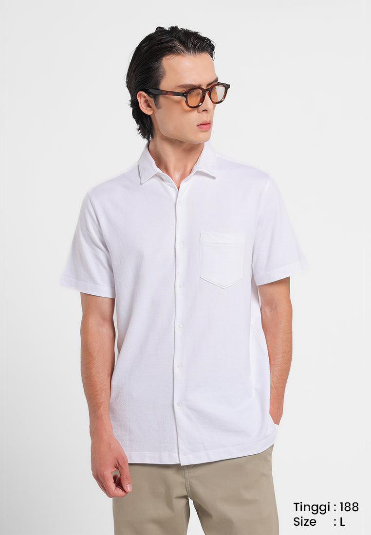 MANZONE - Kemeja Lengan Pendek Pria Ruen 02 Comfort Fit - White