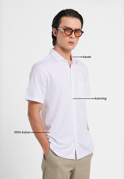 MANZONE - Kemeja Lengan Pendek Pria Ruen 02 Comfort Fit - White