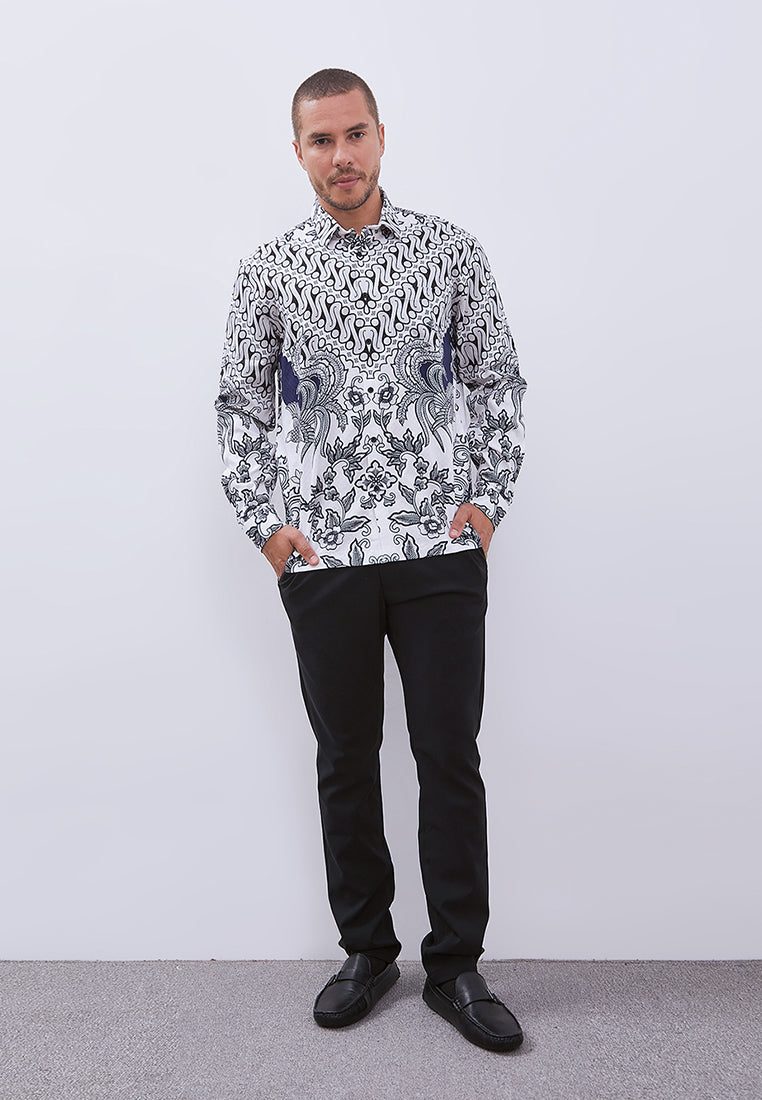 MANZONE - Kemeja Batik Lengan Panjang Pria Senopati Comfort Fit - Blue