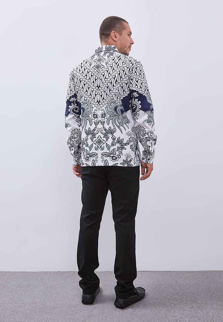 MANZONE - Kemeja Batik Lengan Panjang Pria Senopati Comfort Fit - Blue