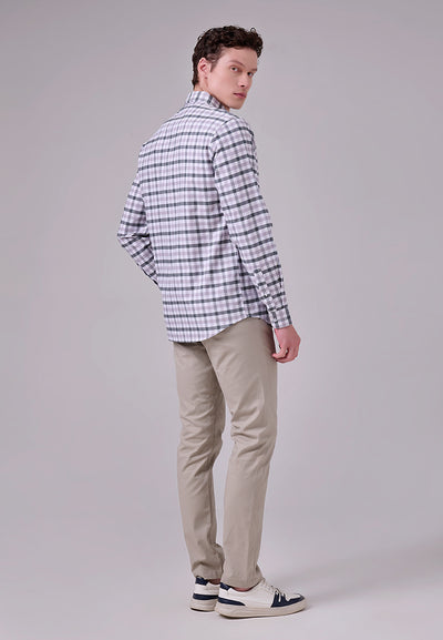 MANZONE - Kemeja Oxford Lengan Panjang Pria Snap 02 Modern Fit - White