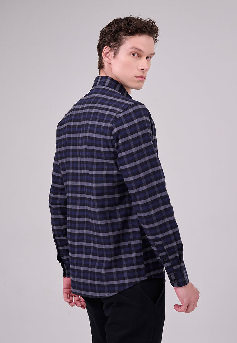 MANZONE - Kemeja Oxford Lengan Panjang Pria Snap 03 Modern Fit - Black