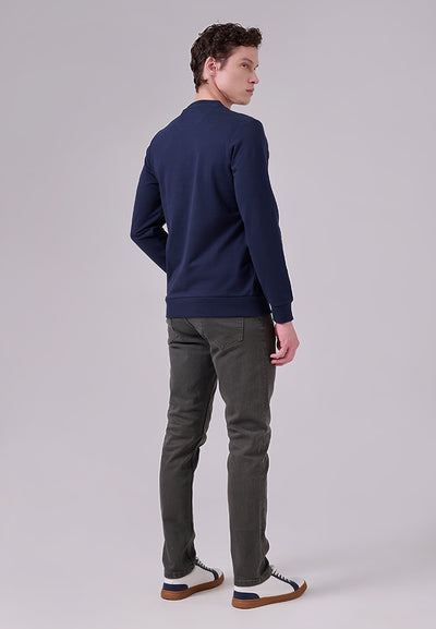 MANZONE - Sweatshirt Lengan Panjang Pria Swade 04 - Dark Navy