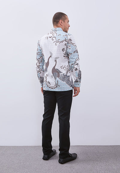 MANZONE - Kemeja Batik Lengan Panjang Pria Tantular Modern Fit - White