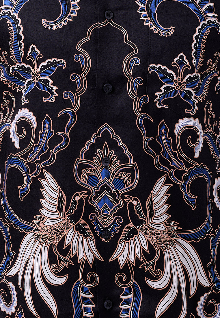 MANZONE - Kemeja Batik Lengan Panjang Pria Tirtayasa 01 Modern Fit - Black