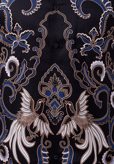 MANZONE - Kemeja Batik Lengan Panjang Pria Tirtayasa 01 Modern Fit - Black