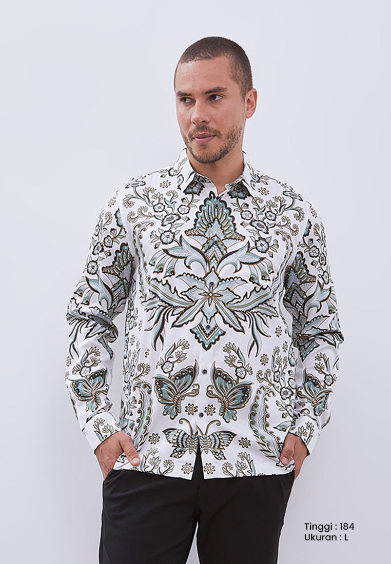 MANZONE - Kemeja Batik Lengan Panjang Pria Tirtayasa 04 Modern Fit - Green