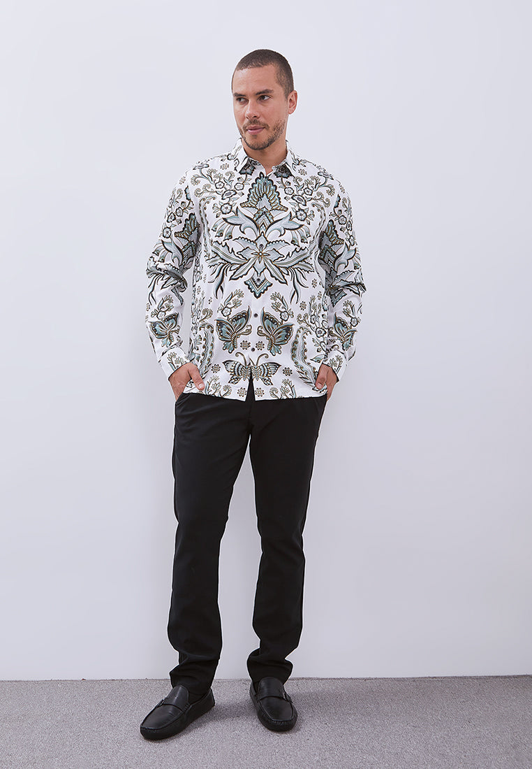 MANZONE - Kemeja Batik Lengan Panjang Pria Tirtayasa 04 Modern Fit - Green