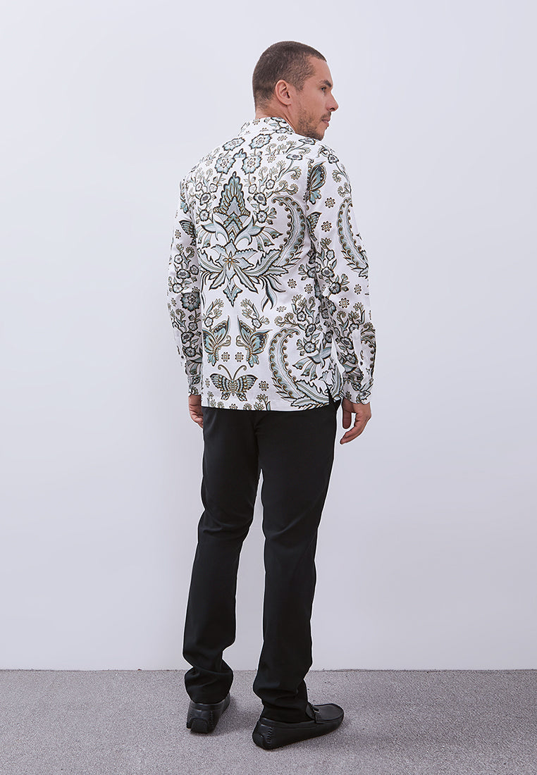 MANZONE - Kemeja Batik Lengan Panjang Pria Tirtayasa 04 Modern Fit - Green