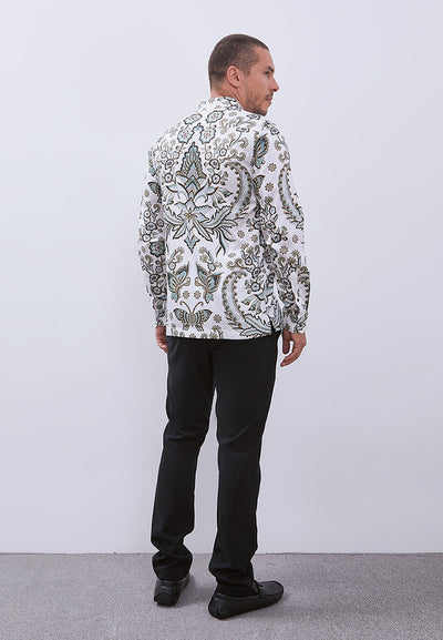 MANZONE - Kemeja Batik Lengan Panjang Pria Tirtayasa 04 Modern Fit - Green