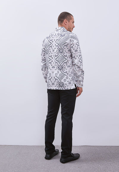 MANZONE - Kemeja Batik Lengan Panjang Pria Tirtayasa 05 Modern Fit - Beige