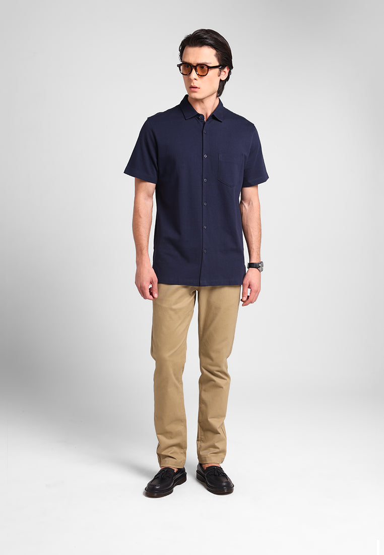 MANZONE - Kemeja Lengan Pendek Pria Ruen 06 Comfort Fit - Navy