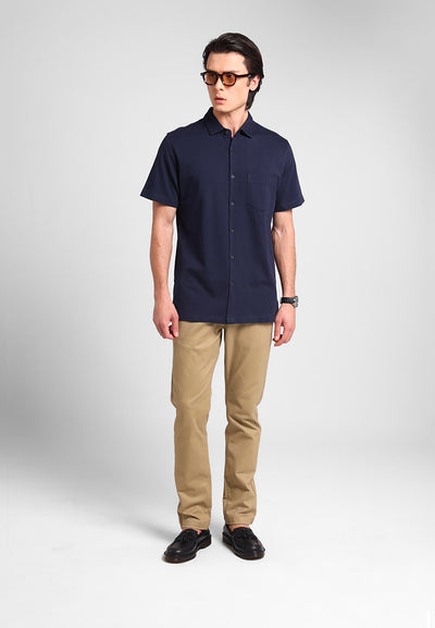 MANZONE - Kemeja Lengan Pendek Pria Ruen 06 Comfort Fit - Navy