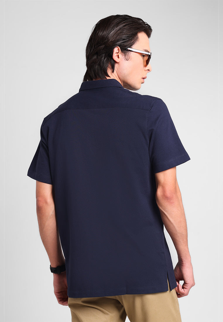 MANZONE - Kemeja Lengan Pendek Pria Ruen 06 Comfort Fit - Navy