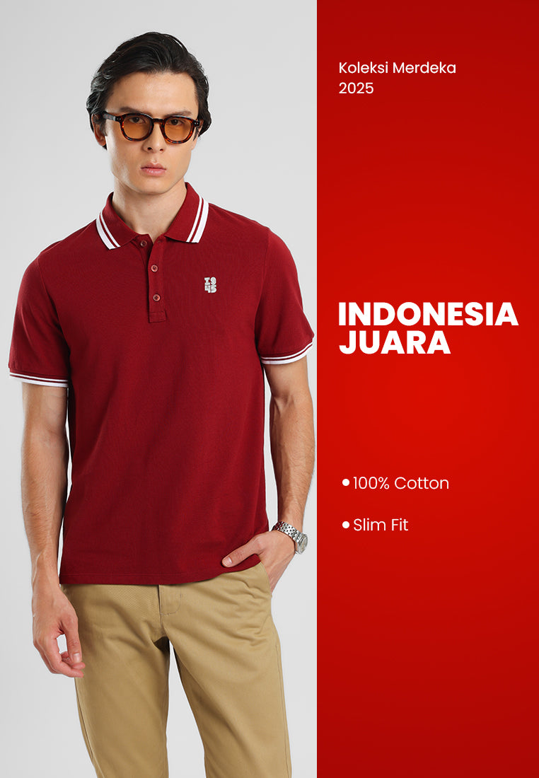 Manzone -  Polo Shirt Lengan Pendek Pria Id Lingga Slim Fit - Red