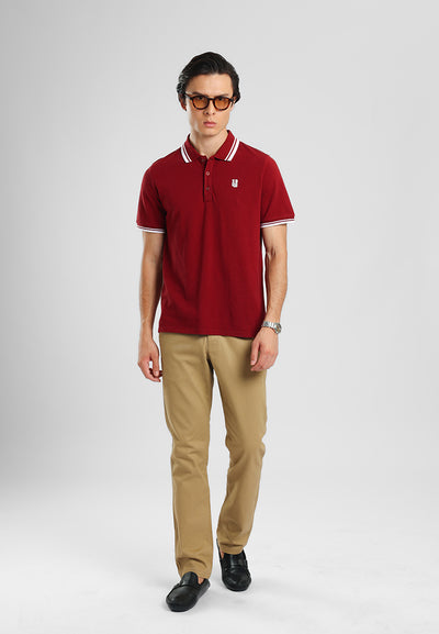 Manzone -  Polo Shirt Lengan Pendek Pria Id Lingga Slim Fit - Red