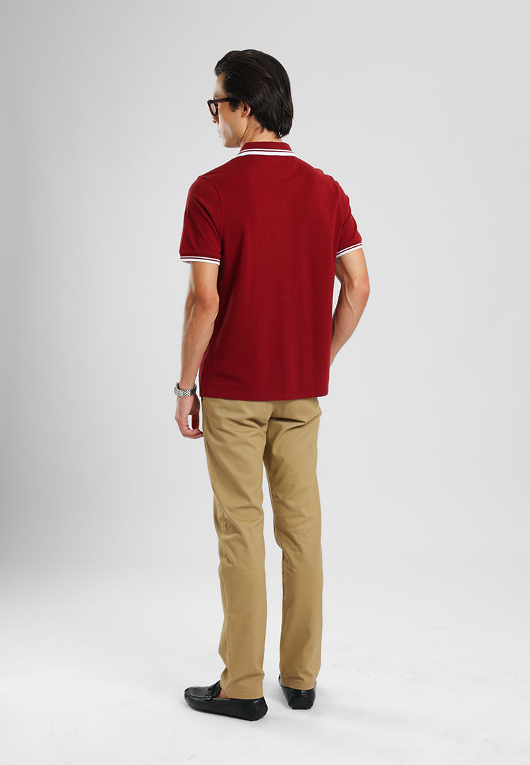 Manzone -  Polo Shirt Lengan Pendek Pria Id Lingga Slim Fit - Red