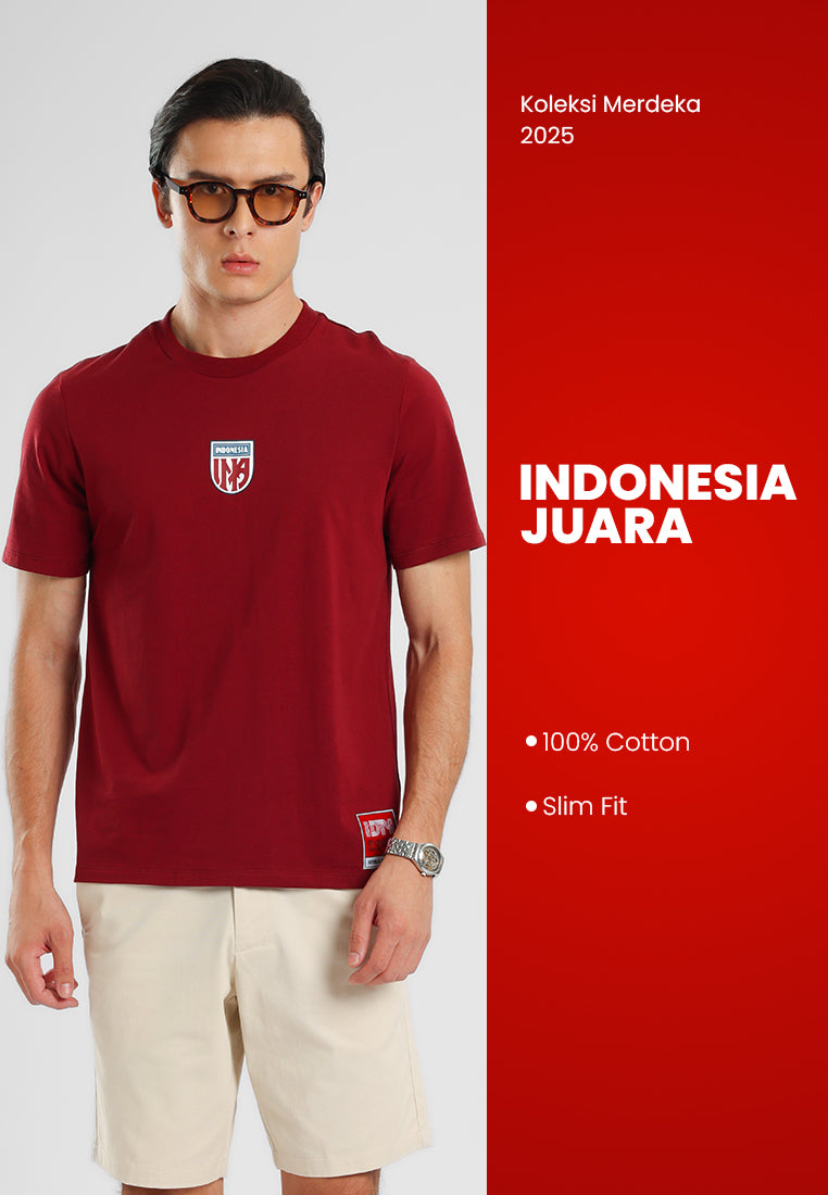 Manzone - Kaos Lengan Pendek Pria Id Rabzki Slim Fit - Maroon