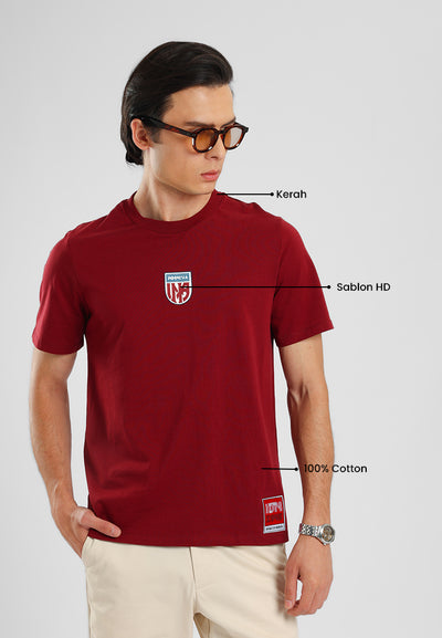 Manzone - Kaos Lengan Pendek Pria Id Rabzki Slim Fit - Maroon