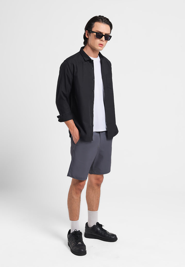 MANZONE - Celana Pendek Bermuda Pria Danny 06 Slim Fit - Grey Dark