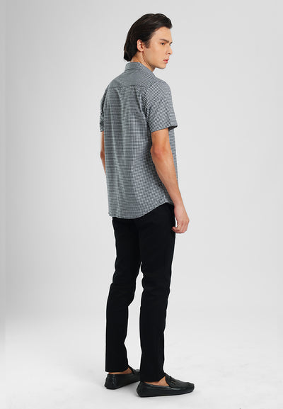 MANZONE - Kemeja Lengan Pendek Pria Karl 01 Modern Fit - Black